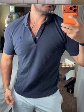 Versace Collection Medusa Logo Polo Shirt Navy